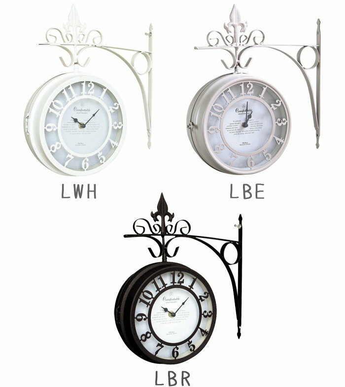 壁掛け時計 両面時計 OLD STREET BOTHSIDE CLOCK L ベージュ/ブラウン/ホワイト NHE801L 時計 掛け時計 ボスサイドクロック オブジェ アンティーク アンティーク風 おしゃれ