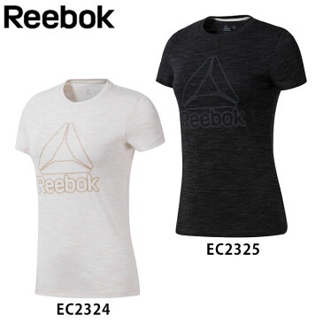 リーボック Reebok Tシャツ レディース 半袖 トップス TE マーブルTシャツ ブラック/ホワイト M/L FVO71 トレーニング ウェア フィットネス ヨガ ジム おしゃれ ブランド スポーツ メール便 送料無料