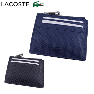 LACOSTE ラコステ 財布 カードケース 本革 メンズ レディース ミニマム ジップウォレット CHANTACO エンボスレザー 小さい財布 ブラック/ネイビー NH2822C ウォレット カードケース パスケース 小銭入れ コインケース 牛革 スリム ブランド おしゃれ ギフト