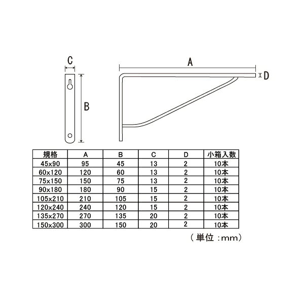 カラーR棚受け 白 105×210 [2]