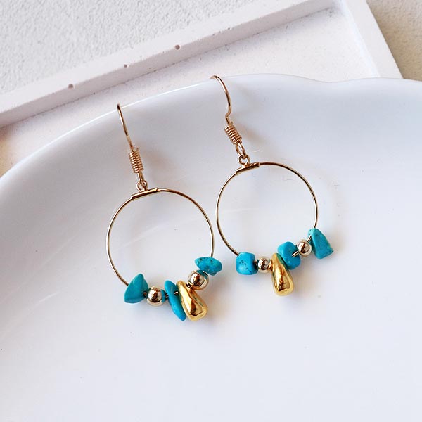 ピアス ターコイズ イヤリング 夏 トルコ石 天然石 パワーストーン 12月 誕生石 夏 ストーン ターコイズブルー ドロップ ゴールド プレゼント 女性 30...