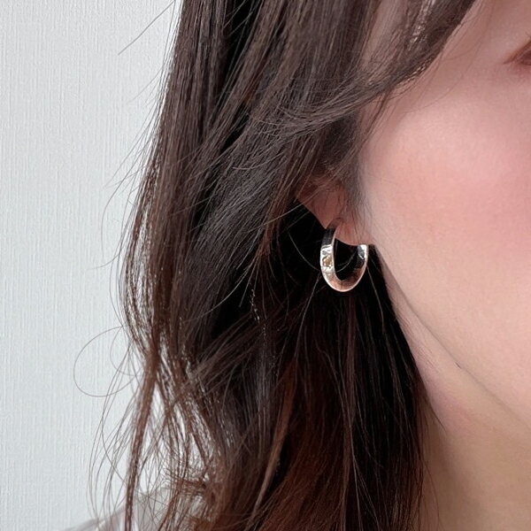 フープピアス 金属アレルギー ピアス フープ アレルギー シルバー 925 太め 大きめ シルバー シルバーピアス ウェーブ silver925 大人 シンプル...