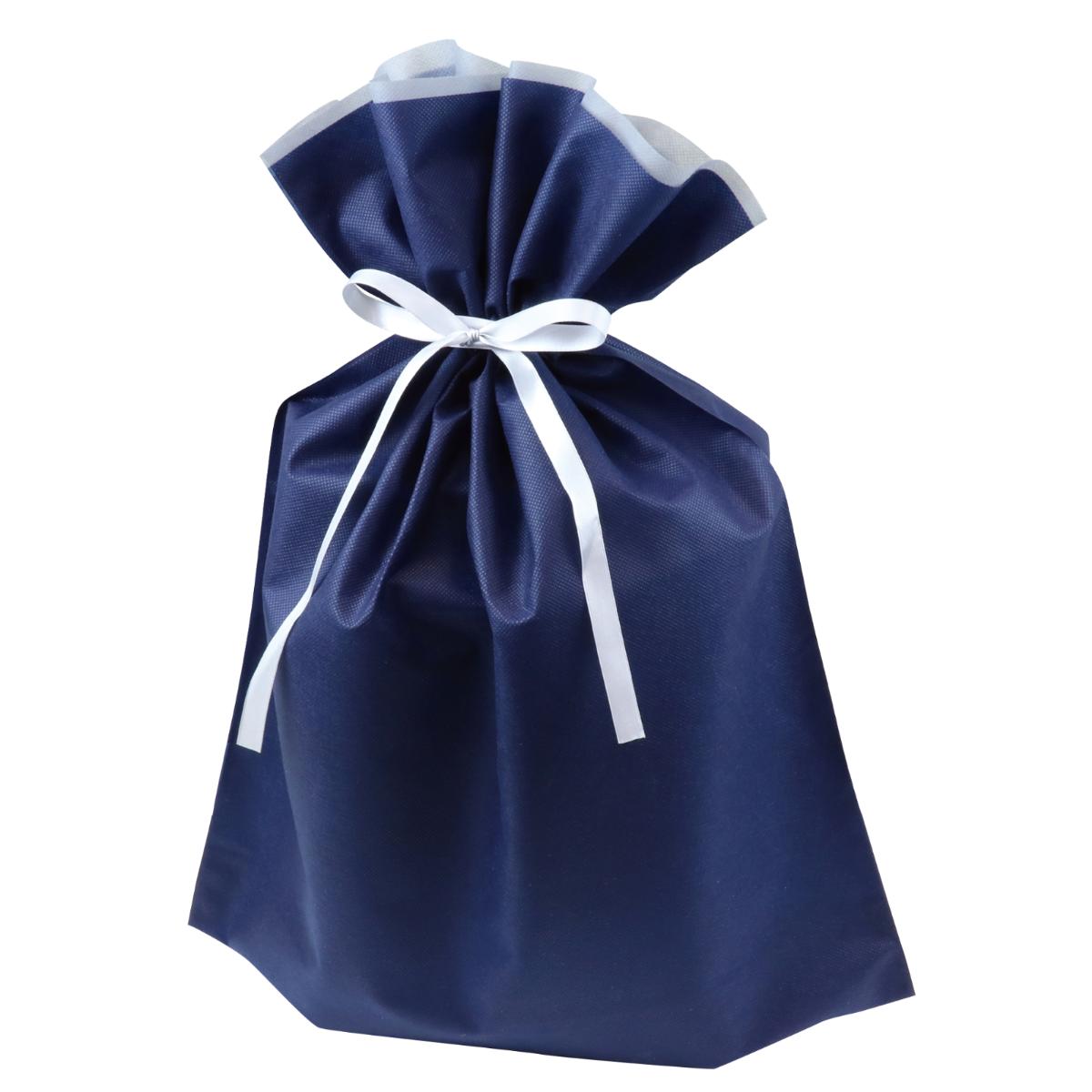 不織布ラッピング袋 紺ラッピング袋 不織布袋 ギフト袋 プレゼント包装 包装資材 ネイビー 紺色 お土産袋 不織布ポーチ 収納袋 フォーマル イベント用品 販促...