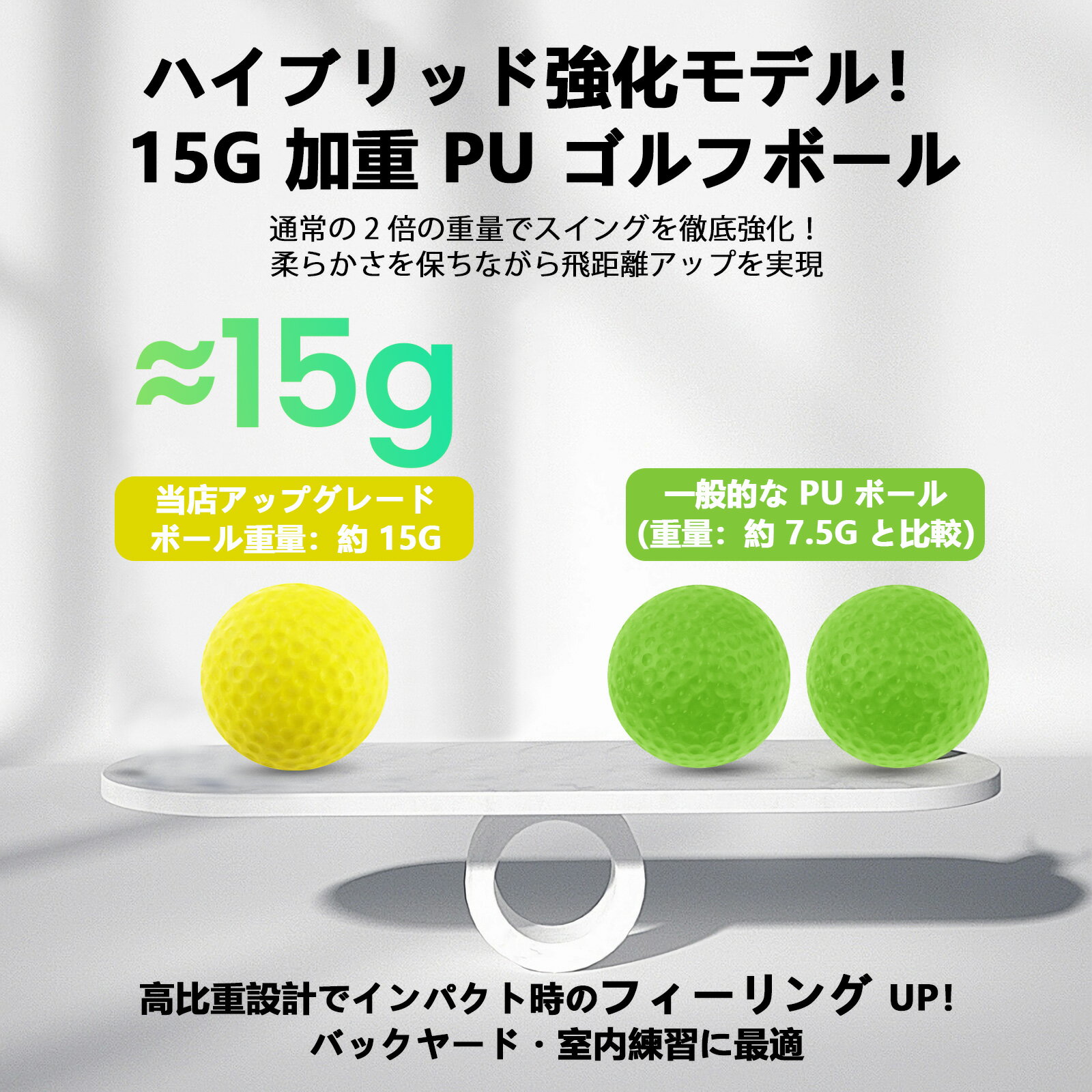 ゴルフボール 練習球 加重ボール 15g/個 ゴルフトレーニングソフトボール 柔らかい...
