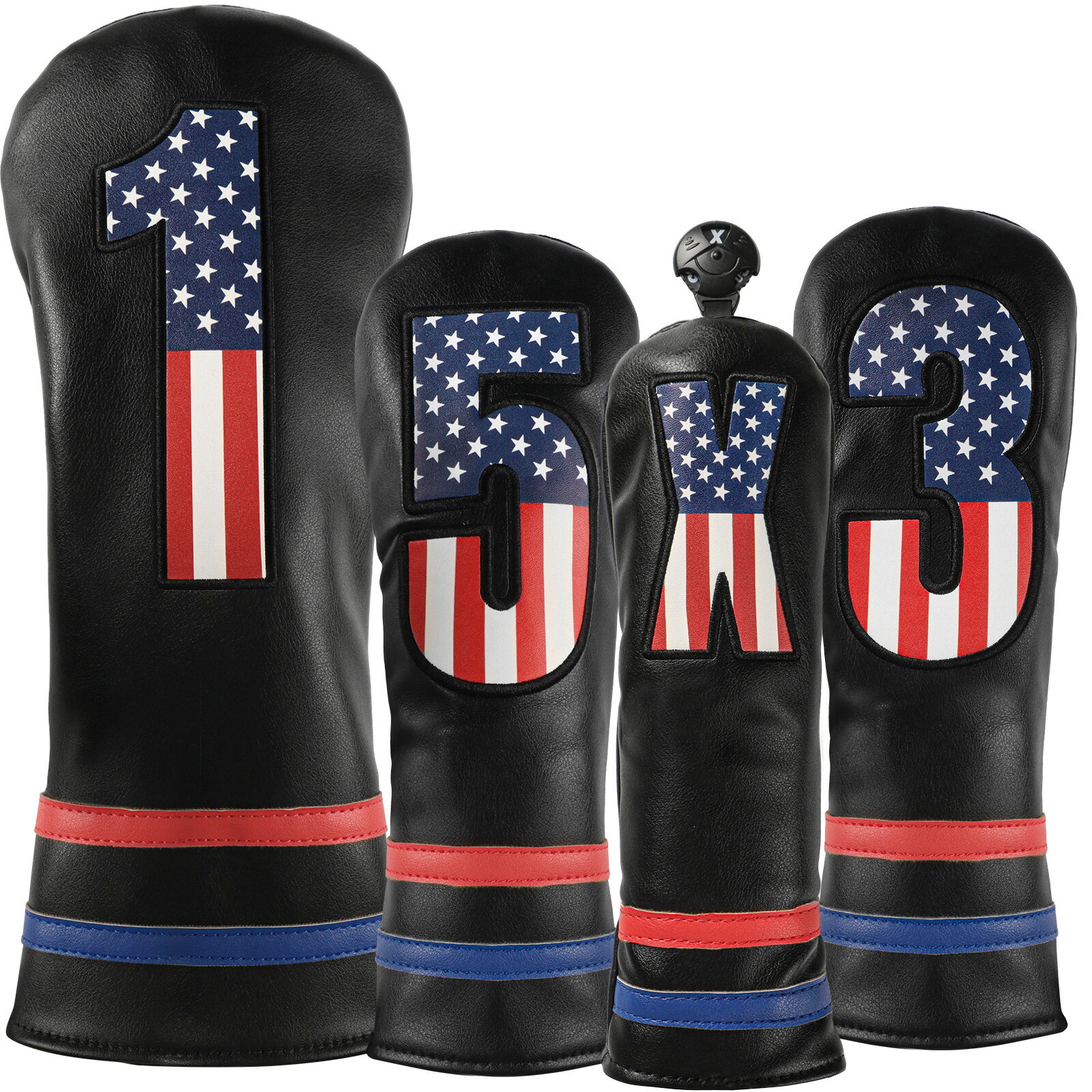 ゴルフヘッドカバー 高級PUレザー 単品/3枚/4枚セット 軽量・耐久性・撥水性・防塵性・耐摩耗 440cc 460cc用 ヘッド保護カバー ドライバー フェアウェイウッド ユーティリティー DR FW UTカバー 変換ダグ付き