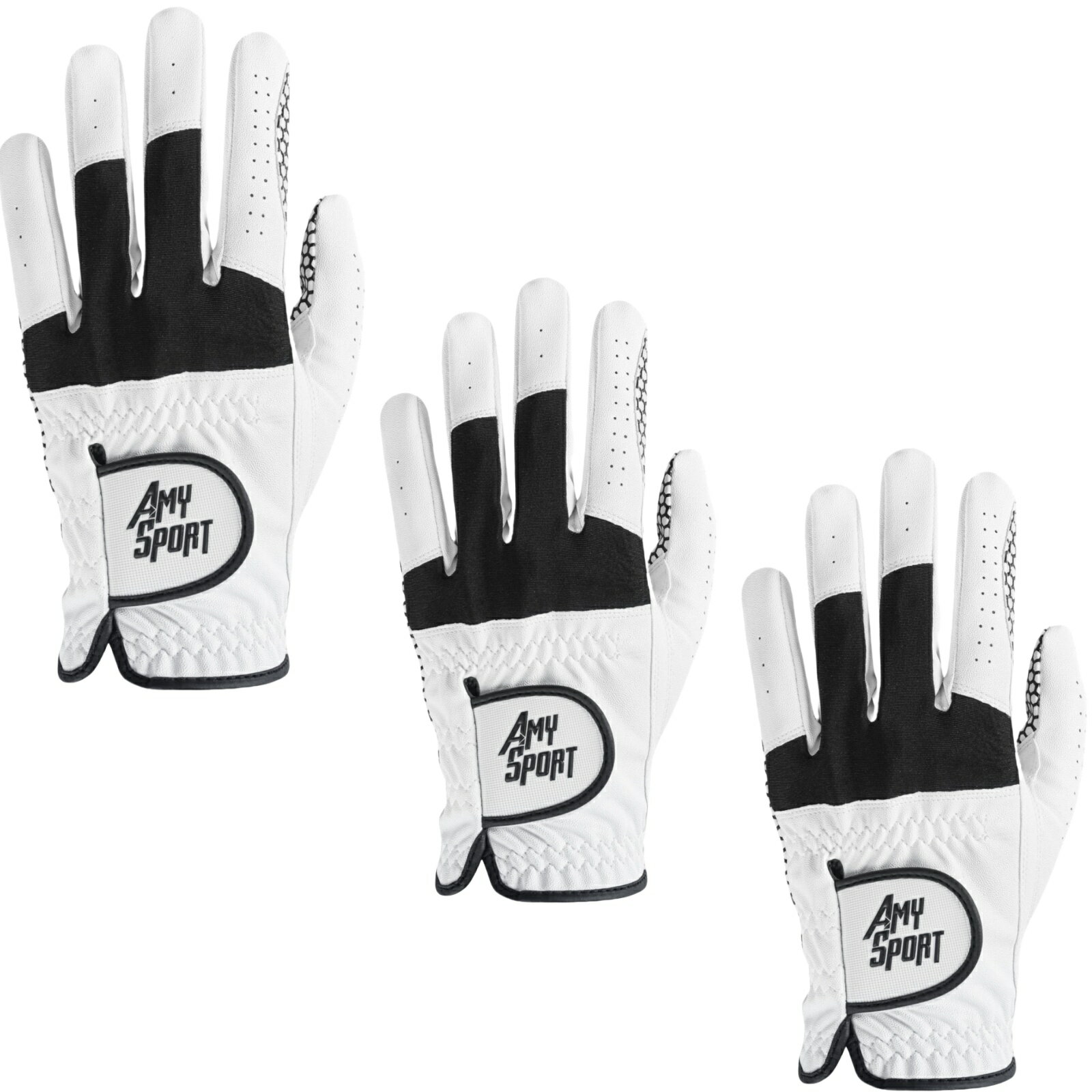 ゴルフグローブ メンズ 3枚セット マイクロファイバーレザー シリコングリップ 驚愕のグリップ力を発揮 ソフト 伸縮 通気 耐摩耗性 滑り止め 雨 汗に強い 全天候モデル