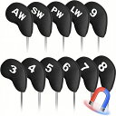 ゴルフアイアンカバー 11枚セット マグネット式開閉 ゴルフヘッドカバー ウェッジカバー ネオプレーン素材 軽量 防塵性 耐摩耗 番号付き ヘッド保護カバー