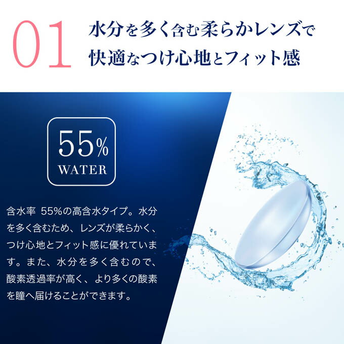 【10％OFFクーポン配布中!】ピュアアクアワンデー55byZERU ゼル　8箱240枚(30枚入 8箱set)度あり クリアレンズ clear 透明 コンタクトレンズ 1day 14.2mm