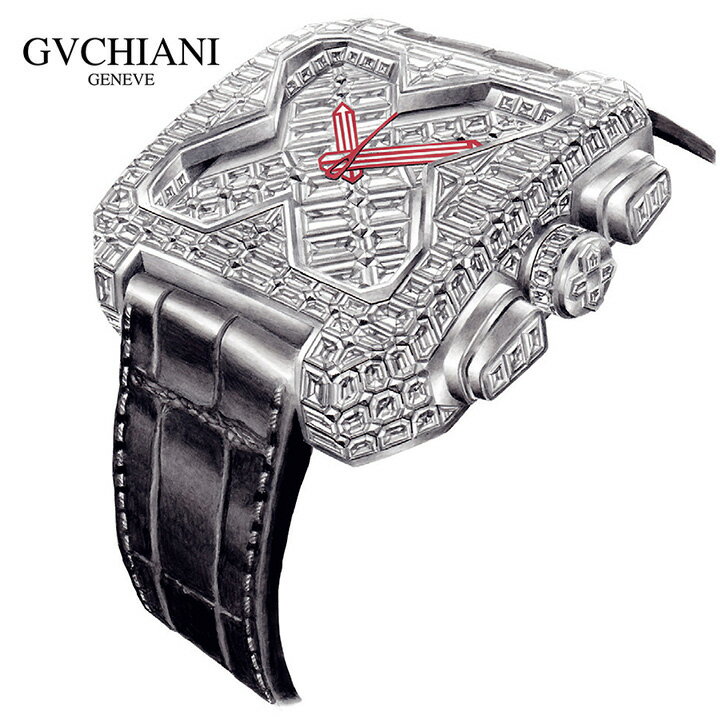 GVCHIANIʥ֥ˡBIG SQUARE WHITE GOLD FULL DIAMOND TOURBILLON ӥå 18Kۥ磻ȥ ե 25å ȥӥ ӻ