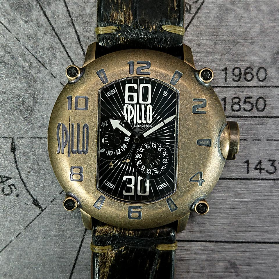 SPILLO（スピーロ）SPEED DEMON SD917KB-16BKGD ブロンズ/ブラック&ゴールド アリゲーターレザー メンズ機械式腕時計