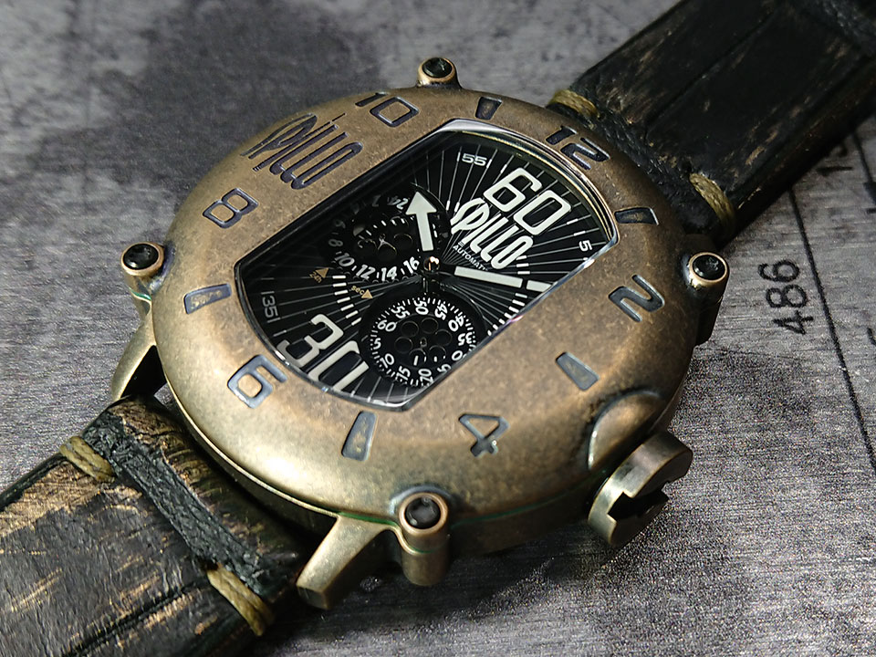 SPILLO（スピーロ）SPEED DEMON SD917KB-16BKGD ブロンズ/ブラック&ゴールド アリゲーターレザー メンズ機械式腕時計