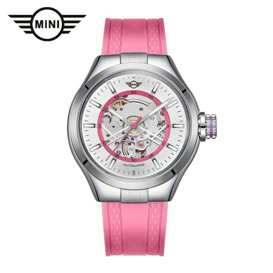 MINI AUTOMATIC WATCH MA-1 ミニ オートマティックウォッチ 161819-ladies ピンク 36mm レディース腕時計 両面スケルトン 自動巻き シリコンラバーストラップ Dバックル ミニクーパー