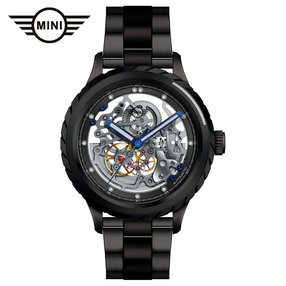 楽天GLOBAL BRANDINGMINI AUTOMATIC WATCH MA-2 ミニ オートマティックウォッチ 162001 ブラック/ガンメタル 44mm メンズ腕時計 両面スケルトン 自動巻き SSブレスレット ミニクーパー