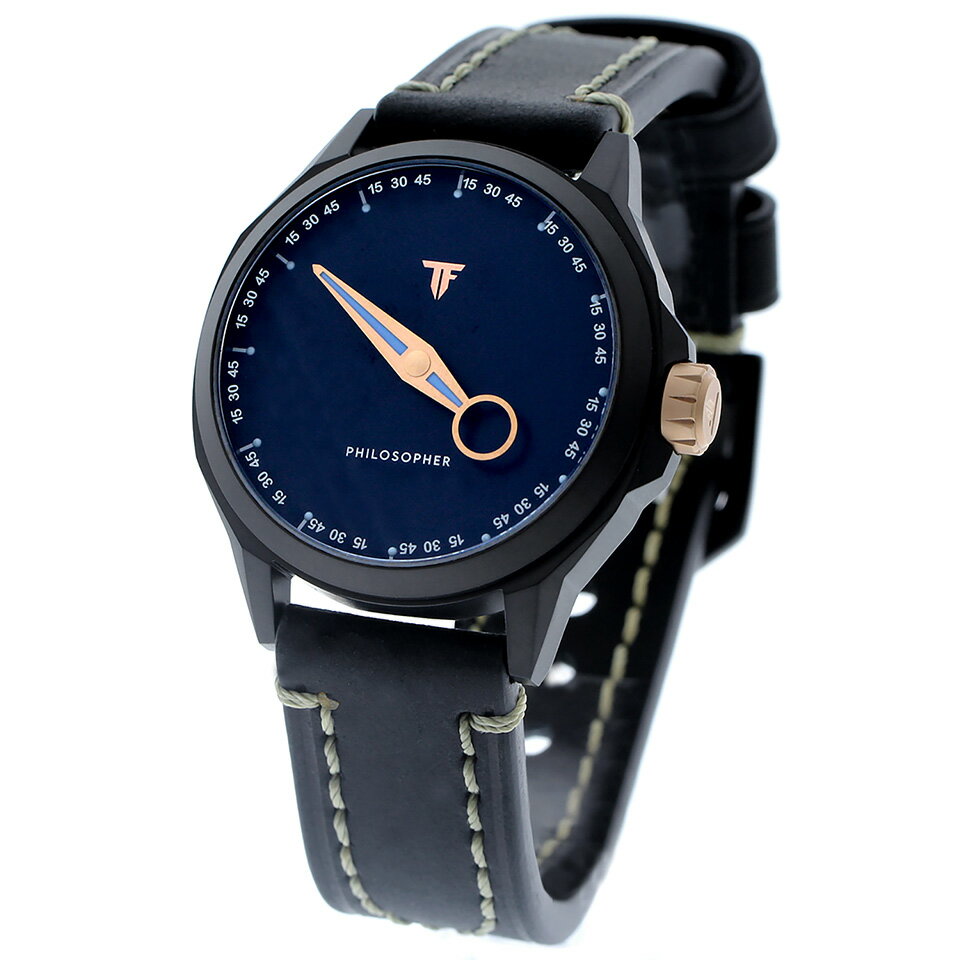 トリフォグリオ イタリア フィロソファー PH612BKBL ブラック/ネイビー/ブラック Trifoglio Italia PHILOSOPHER ワンハンドウォッチ 単針時計 一針計 自動巻き メンズ腕時計 ネイビー文字盤 ハンドステッチレザー