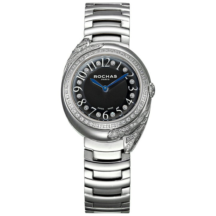 【最大2000円クーポン】 ROCHAS（ロシャス）レディース腕時計 FEATHER10 ブラック/シルバー SSブレスレット メタルブレス フェザーモチーフ パリコレ ラグジュアリーファッション フレグランス
