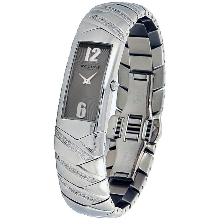[ポイント10倍]フランスのラグジュアリーブランド ROCHAS（ロシャス）レディース時計 RJ74 ブラウン/シルバー メタルブレスレット バングル