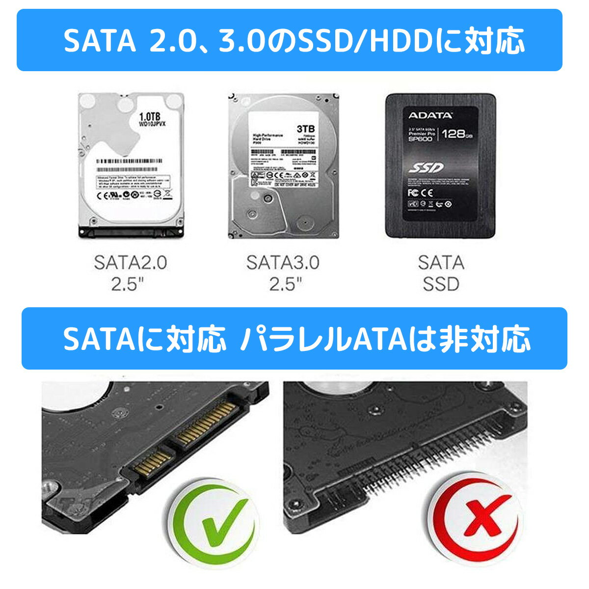 【お買い物マラソン 全品P5倍】【クリックポスト】 HDD SSD 外付け ケース 2.5インチ ブラック ポータブル ハードディスク ハードカバー 薄型 SATA USB3.0 Type-C 5Gbps - Image 3