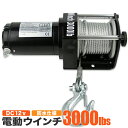 【7/18まで 全品5%OFFクーポン】電動ウインチ リモコン付き DC12V 最大牽引3000LBS(1361kg) 小型ウインチ