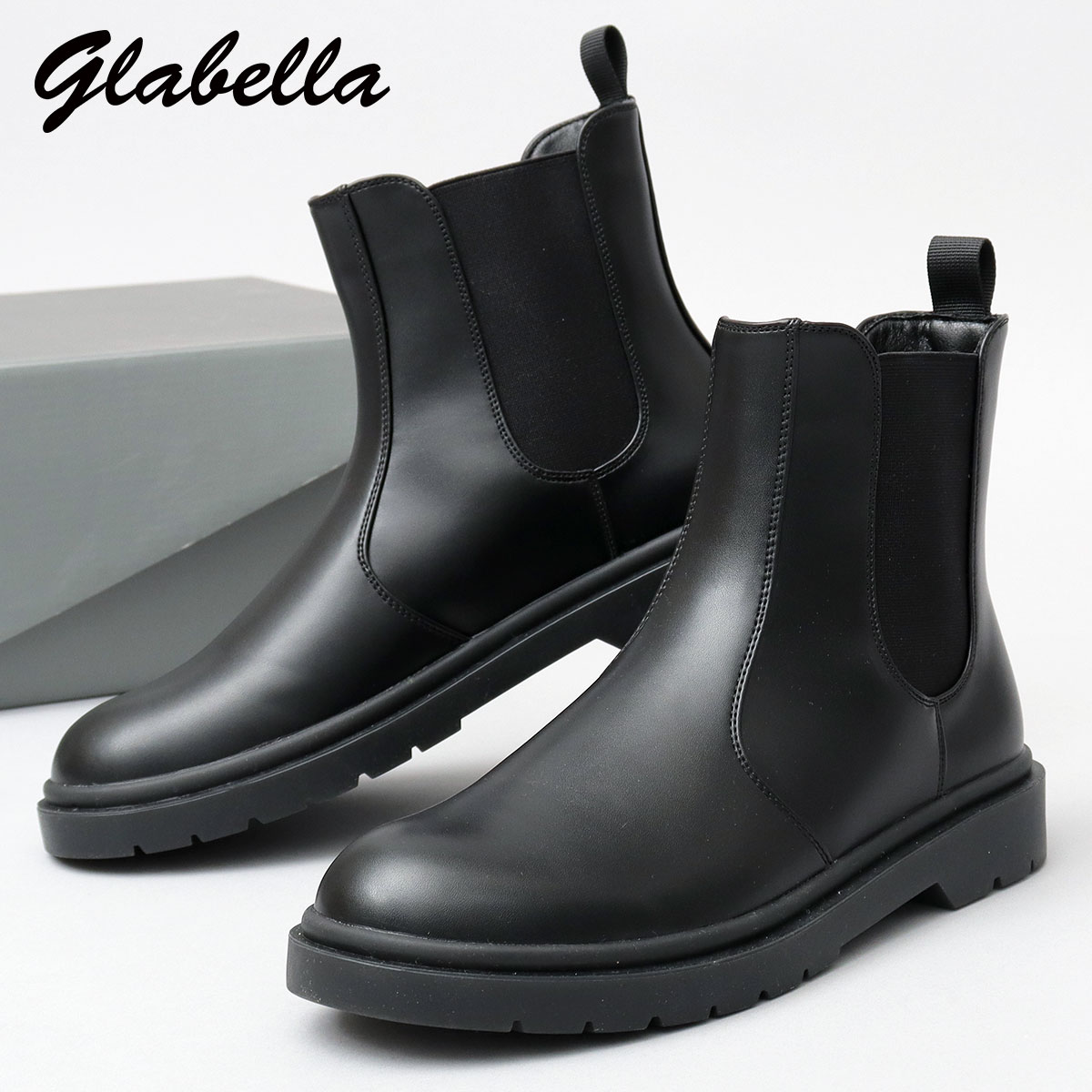 サイドゴアブーツ メンズ ブーツ ショートブーツ 黒 ブラック サイドゴア シューズ くつ 靴 メンズシューズ メンズブーツ 合皮 レザーブーツ フラットソール...