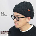 UNIVERSAL OVERALL ユニバーサルオーバーオール ニット帽 ニットキャップ メンズ ブラック ロールニットキャップ ワイドロール 深め シンプル ...
