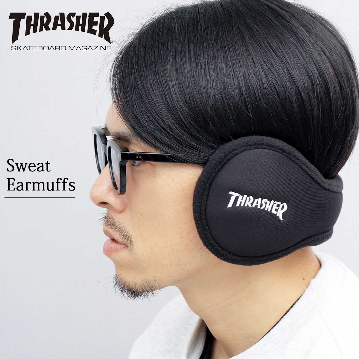 【送料無料】THRASHER スラッシャー スウェット イヤーマフラー 耳あて イヤーマフ 冬 防寒 暖かい シンプル 無地 ユニセックス ファー..