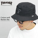 THRASHER GONZ スラッシャー マークゴンザレス ハット バケットハット メンズ シンプル black ワンポイント 無地 コットン ツイル オールシーズン 軽い 軽量