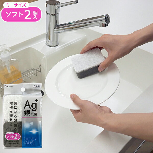 Ag+ 抗菌キッチンクリーナー ミニ 2個入 [東和産業] ソフトタイプ キッチンスポンジ 台所スポンジ 食器..