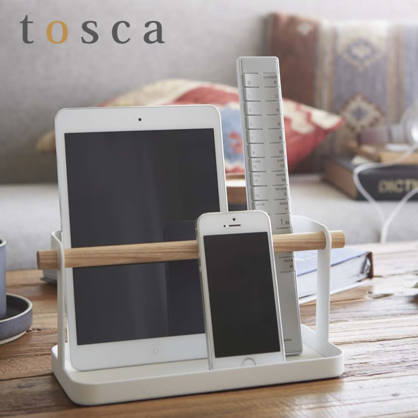 【ポイント最大35倍】タブレット＆リモコンラック tosca（トスカ） ホワイト［山崎実業］【Glad Life】【ポイント5倍】