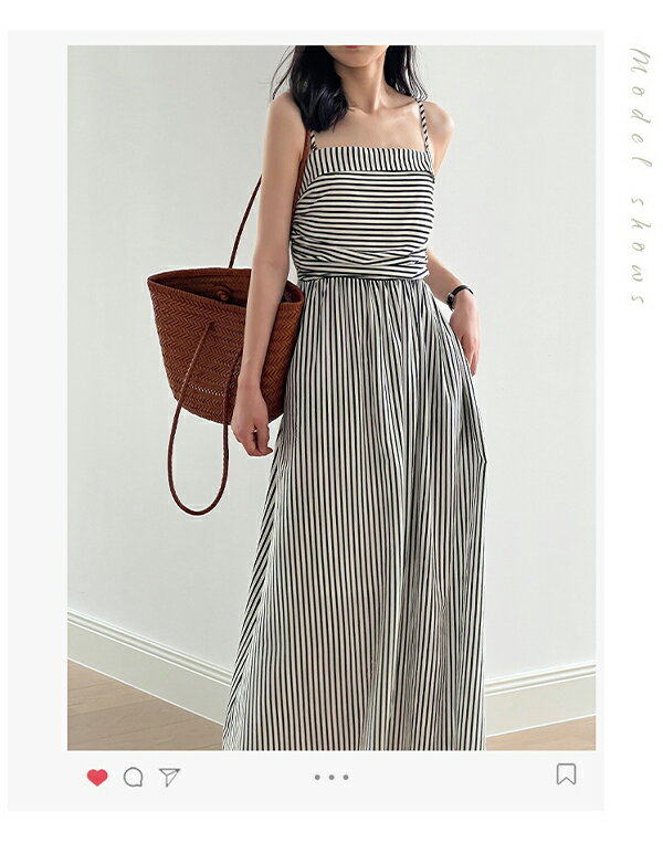 送料無料 キャミワンピース 夏 レディース ロング 丈 ストライプ ワンピース フレア スタイルアップ 高見え 細身 きれいめ おしゃれ