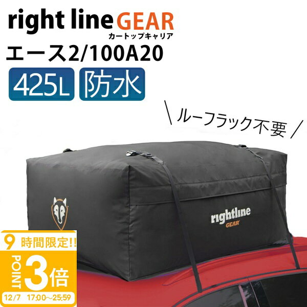 【P3倍】ライトラインギア ルーフボックス キャンプ BBQ トランクを汚さない 完全防水 ルーフレール不要 エース2 カートップキャリア 425L 100A20 車 防水 アウトドア バーベキュー グッズ ルーフバッグ ルーフキャリアバッグ