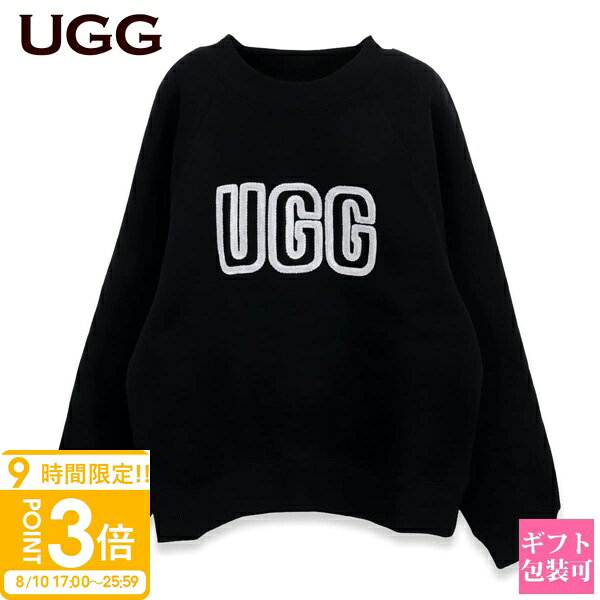 【P3倍】UGG アグ スウェット LOGO CREWNECK 1171477 ブラック レディース トレーナー クルーネック ロゴスウェット プルオーバー 長袖 裏起毛 防寒 カジュアル ブランド 正規品 新品 人気 ギフト