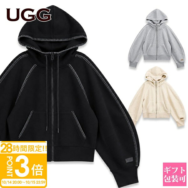 【P3倍】UGG アグ パーカー レディース 1180556 CLASSIC FULL-ZIP HOODIE クラシック フルジップ フーディー ジップアップ スウェット 長袖 裏起毛 リラックスフィット ブラック グレーヘザー サンドヘザー 黒 グレー ベージュ XS S M