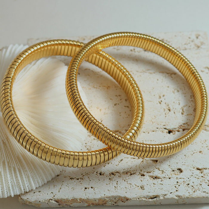 アームバンド ブレスレット 伸縮 伸びる つけっぱなしOK 金属アレルギー対応 サージカルステンレス ゴールド レディース プレゼント 女性