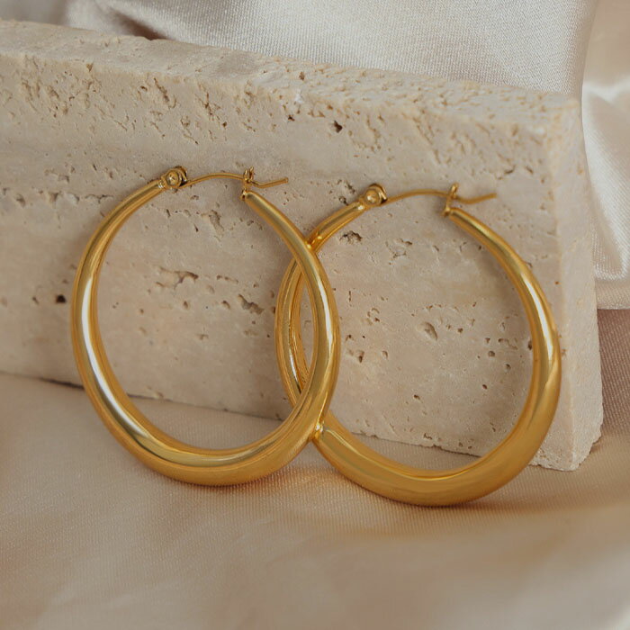 フープピアス 大きめ サークル 大ぶり サークルピアス つけっぱなしOK 金属アレルギー対応 ピアス 医療用 サージカルステンレス 金アレ ゴールド シルバー レディース