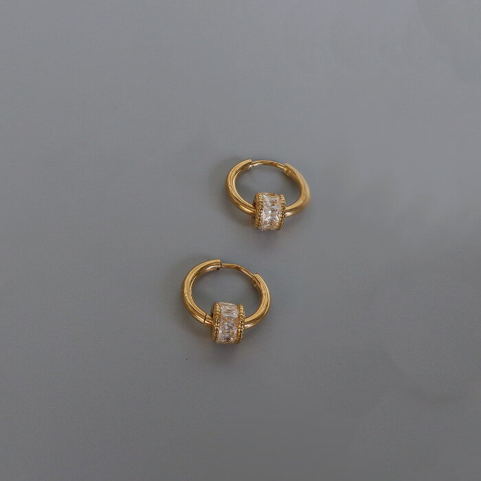 フープピアス レディース つけっぱなしOK 金属アレルギー対応 サークルピアス リング 輪 ジルコニア 医療用ステンレス サージカルステンレス 金アレ ゴールド レディース