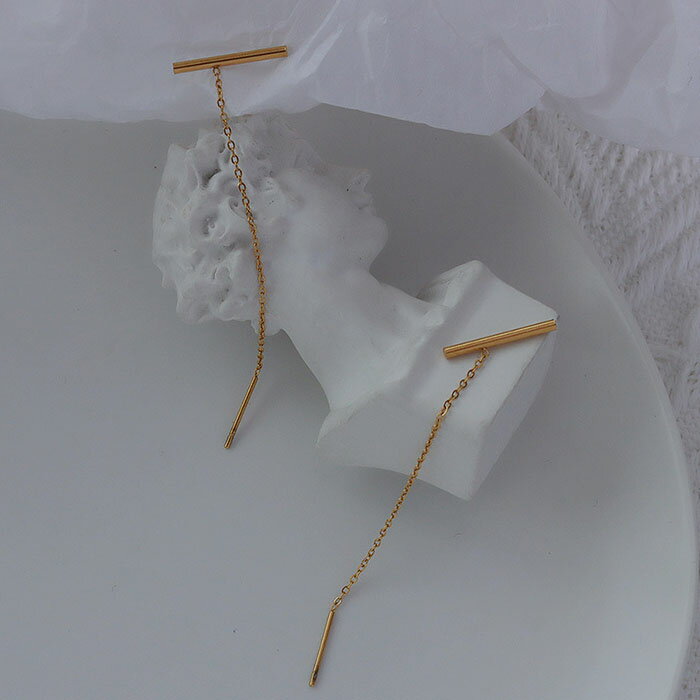 チェーンピアス アメリカンピアス スティック 棒 T字 金属アレルギー対応 ピアス レディース ステンレス つけっぱなしOK サージカルステンレス 金アレ ゴールド シルバー