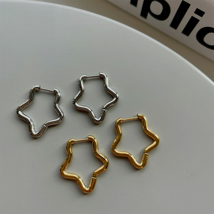 ピアス レディース つけっぱなしOK 金属アレルギー対応 スター 星 中折れ式ピアス サージカルステンレス 金アレ ゴールド シルバー レディース