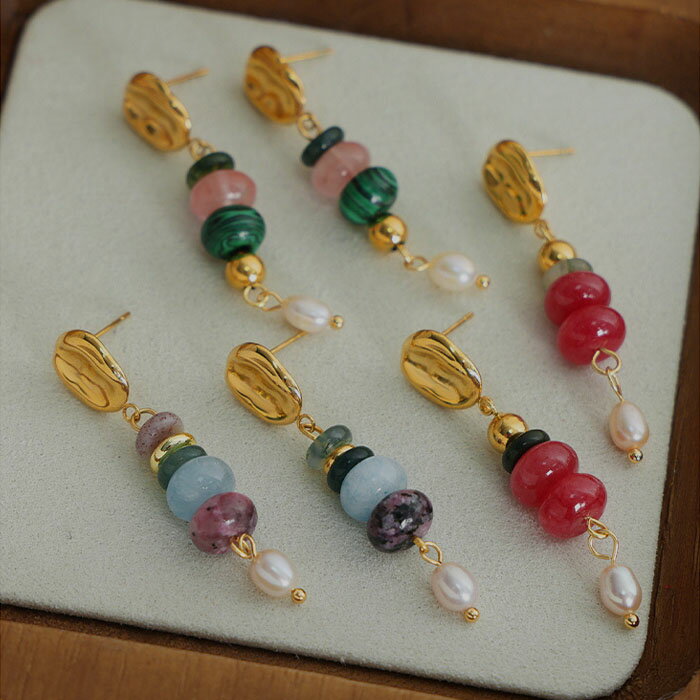 天然石 ピアス パワーストーン レッド ブルー グリーン 金属アレルギー対応 ピアス つけっぱなしOK 医療用 サージカルステンレス 金アレ ゴールド シルバー レディース