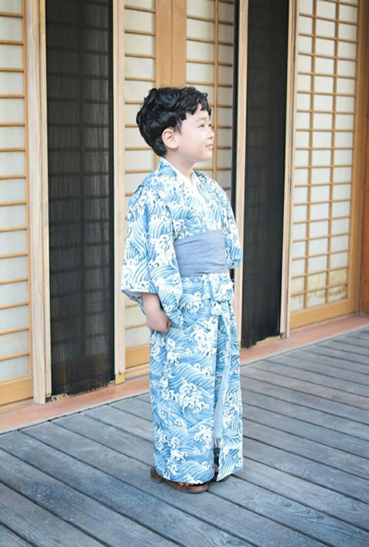 波柄 浴衣 子供 男の子 簡単 ゆかた 子ども キッズ 男児 小学生 中学生 簡単着付け 帯 セット 下駄 和柄 和服 レトロ 洗える 夏祭り 夕涼み会 花火 お祭り 文化祭 盆踊り お盆休み お祝い プレゼント かわいい おしゃれ かっこいい 七五三 90 100 110 120 130 140 150 160