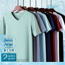 送料無料 2枚組 ストレッチ 接触冷感 Tシャツ カットソー 半袖 メンズ 夏用 Vネック 吸汗速乾 伸縮性 UVカット 普段着 スポーツ 下着 トップス 快適...