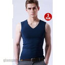 送料無料 3枚セット タンクトップ メンズ インナー Vネック 接触冷感 夏 ノースリーブ Tシャツ 肌着 通気 シームレス 吸汗速乾 抗菌防臭 プレゼント ギフト 新生活