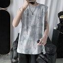 送料無料 タンクトップ メンズ Tシャツ ノースリーブ トップス インナー レイヤード カットソー ゆったり かっこいい 夏用 男性用 お兄系 おしゃれ プレゼント ギフト 新生活