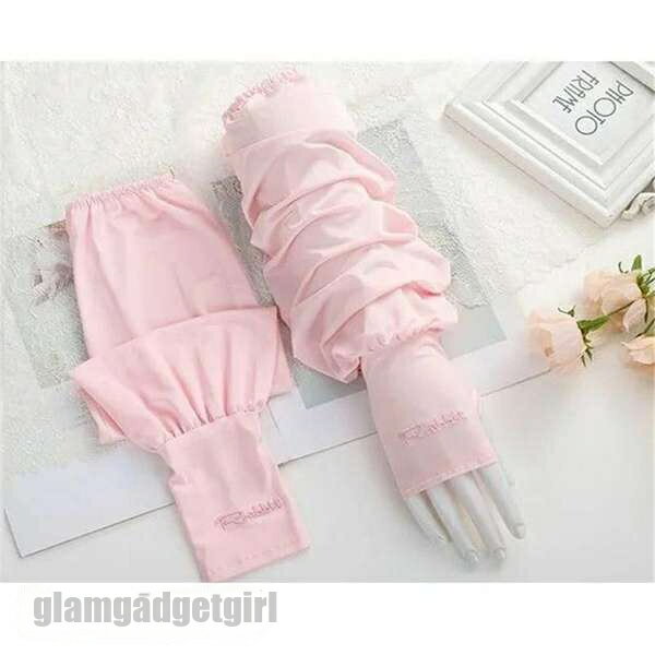 送料無料 アームカバー uvカット ゆったり ロング 指穴付き 涼感 刺繍 パステルカラー レディース 速乾..