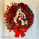 クリスマスリース 直径30cm 壁飾り イエス マリア オーナメント クリスマス置物 クリスマス飾り Christmas 玄関リース クリスマス雑貨 デコ 窓 ...