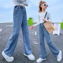 デニムパンツ 子ども服 ジーンズ ワイドパンツ 裹起毛 ロングパンツ 女の子 ジーパン カジュアル 長ズボン ガウチョパンツ ボトムス キッズ こども ゆったり 韓国子供服 春秋冬 暖かい おしゃれ 通学着 通園着 120 130 送料無料 新生活