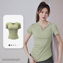 Tシャツ ヨガウェア レディース トップス 半袖 スポーツ ジム ルームウェア ストレッチ 吸汗速乾 フィットネス ランニング 着痩せ プレゼント ギフト 送料...
