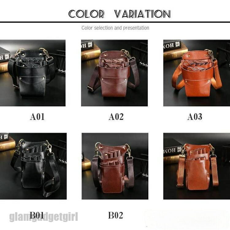 本革 プロ仕様 シザーケース 美容師 花屋 理容師 ハサミ6丁収納 ウエストポーチ シザーバッグ ポシェット メンズ レディース 腰掛け 軽い 大容量 プレゼン...