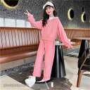 ジャージ 子供服 長袖 セットアップ キッズ 女子 2点セット 春秋 子供セットアップ ロングパンツ 上下セット Tシャツ ワイドパンツ スポーツウェア 運動着 可愛い おしゃれ 春夏 通学着 通園着 110-160cm こどもの日 プレゼント ギフト 新生活