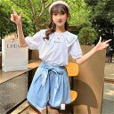 セットアップ 子供服 2点セット キッズ 子供服 女の子 短ズボン 韓国子供服 上下セット 半袖 Tシャツ シフォン ショートパンツ 短パン こどもの日 春夏 通学着 通園着 120cm 130cm 140cm 新生活