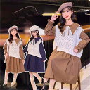 ワンピース 子供服 長袖 2点セット キッズワンピース キッズ 女子 ニットベスト 長袖 春秋 ワンピース スポーツウェア 可愛い シャツ スカート オールイン...